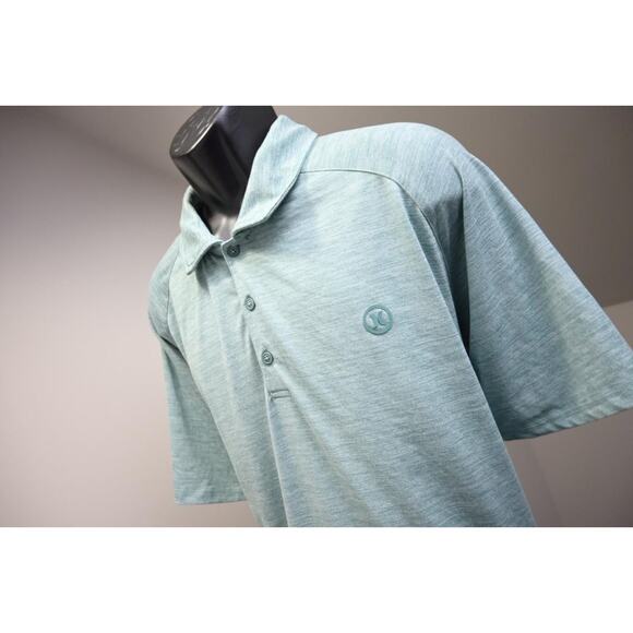 Hurley Golf Polo Wicking Short Sleeve Marled Aqua Athletic Shirt Mens 2XL XXL - Picture 1 of 8